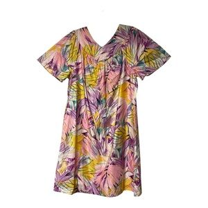 VTG Sears 70s 100%Cotton Floral Housedress Size 1X Classic Grannycore Tropical